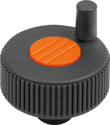 Rändelräder mit Griff, Form M, mit Querbohrung und Gewindestift