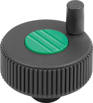 Rändelräder mit Griff, Form M, mit Querbohrung und Gewindestift