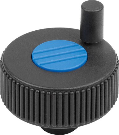 Rändelräder mit Griff, Form M, mit Querbohrung und Gewindestift