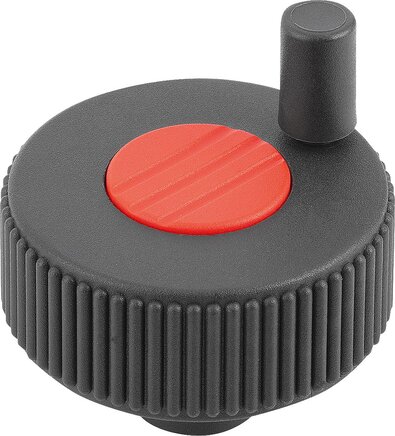 Rändelräder mit Griff, Form M, mit Querbohrung und Gewindestift