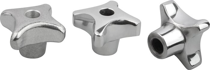 Kreuzgriffe ähnlich DIN 6335 aus Aluminium, Form B, durchgehende Bohrung