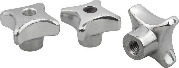 Kreuzgriffe ähnlich DIN 6335 aus Aluminium, Form D, Gewinde aufgebohrt