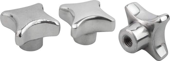 Kreuzgriffe ähnlich DIN 6335 aus Aluminium, Form E, Gewindesackloch