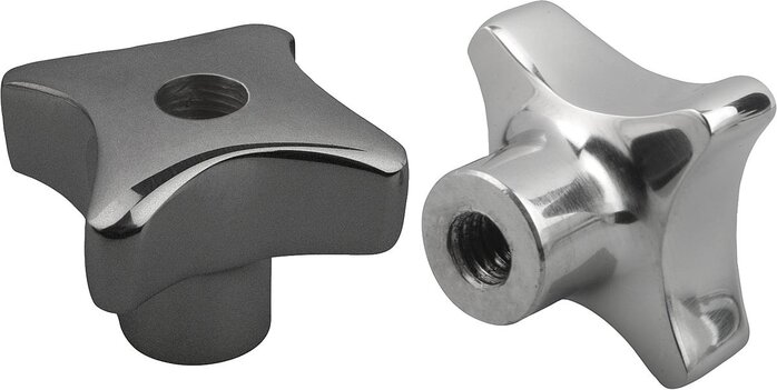 Kreuzgriffe ähnlich DIN 6335 Edelstahl, Form D, Gewinde aufgebohrt