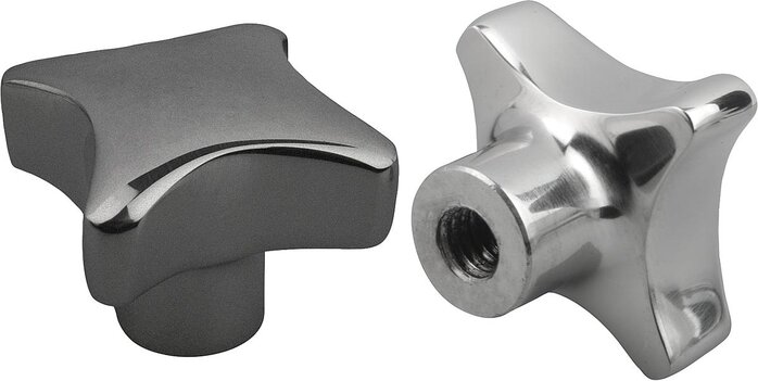 Kreuzgriffe ähnlich DIN 6335 Edelstahl, Form E, Gewindesackloch