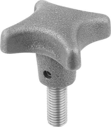 Kreuzgriffe DIN 6335 aus Grauguss, Form L, mit Außengewinde