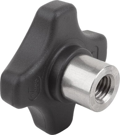 Kreuzgriffe Kunststoff mit vorstehender Stahlbuchse, Form K: Gewindebuchse