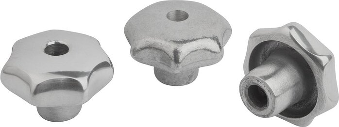 Sterngriffe ähnlich DIN 6336 aus Aluminium, Form B, durchgehende Bohrung