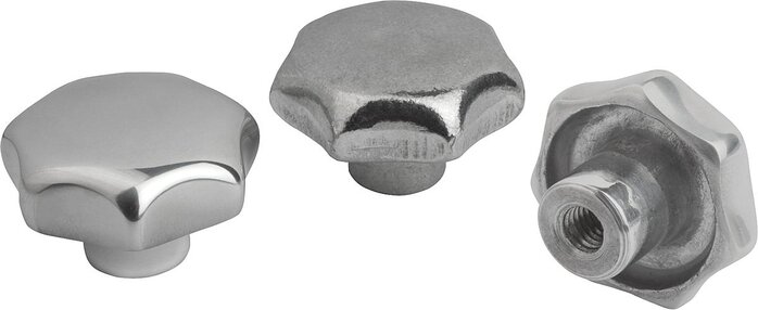 Sterngriffe ähnlich DIN 6336 aus Aluminium, Form E, Gewindesackloch