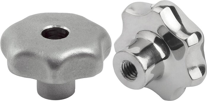 Sterngriffe ähnlich DIN 6336 Edelstahl, Form D, Gewinde aufgebohrt