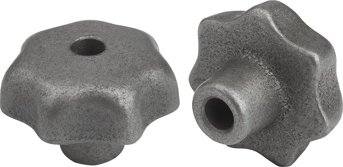Sterngriffe DIN 6336 aus Grauguss, Form B, durchgehende Bohrung