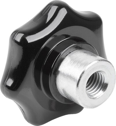 Sterngriffe Kunststoff mit vorstehender Stahlbuchse, Form K, Gewindebuchse