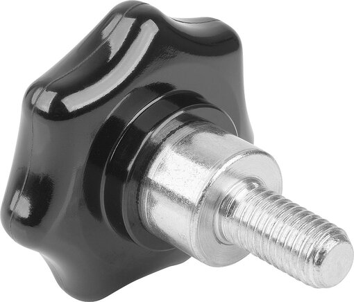 Sterngriffe Kunststoff mit vorstehender Stahlbuchse, Form L, Außengewinde