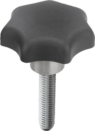 Sterngriffe, Form L, mit vorstehender Stahlbuchse mit Außengewinde