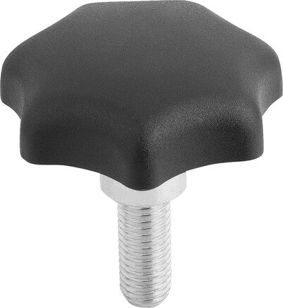 Sterngriffe, Form L, mit vorstehender Stahlbuchse mit Außengewinde