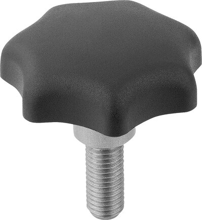 Sterngriffe, Form L, mit vorstehender Stahlbuchse mit Außengewinde