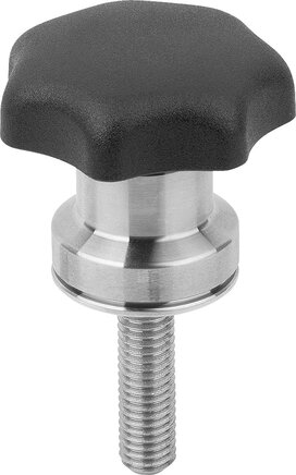 Sterngriffe Kunststoff, Form L, mit Spannkraftverstärker, mit Außengewinde