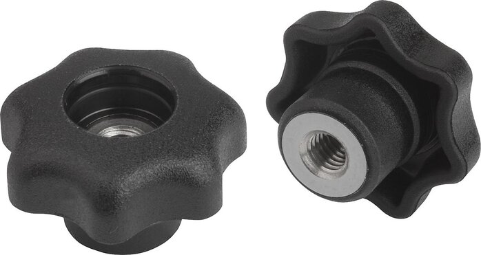 Sterngriffe ähnlich DIN 6336 Stahlteile Edelstahl, Innengewinde ohne Deckel, Form D