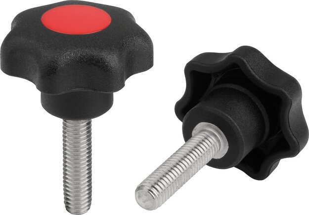 Sterngriffe ähnlich DIN 6336 Stahlteile Edelstahl, Außengewinde, Form L