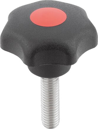 Sterngriffe ähnlich DIN 6336 Stahlteile Edelstahl, Außengewinde, Form L