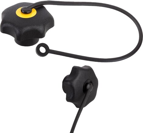 Sterngriffe mit Sicherungsbandähnlich DIN 6336 Stahlteile aus Edelstahl, Innengewinde Form KS