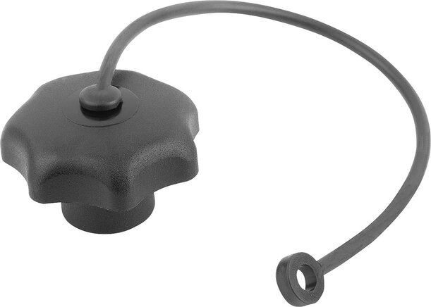 Sterngriffe mit Sicherungsbandähnlich DIN 6336 Stahlteile aus Edelstahl, Innengewinde Form KS