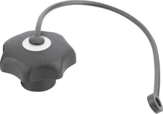 Sterngriffe mit Sicherungsbandähnlich DIN 6336 Stahlteile aus Edelstahl, Innengewinde Form KS