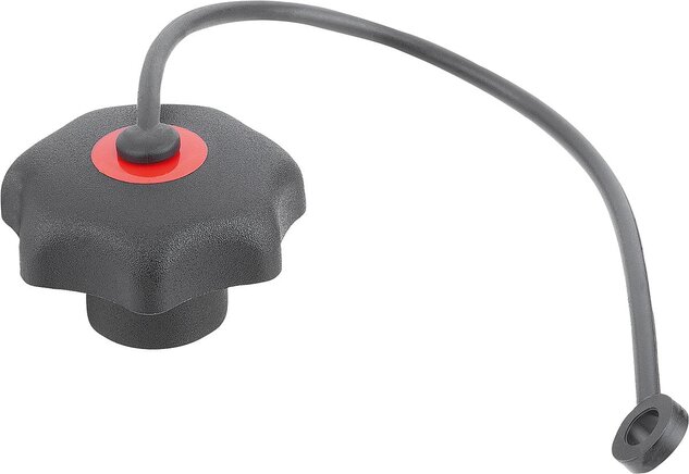 Sterngriffe mit Sicherungsbandähnlich DIN 6336 Stahlteile aus Edelstahl, Innengewinde Form KS