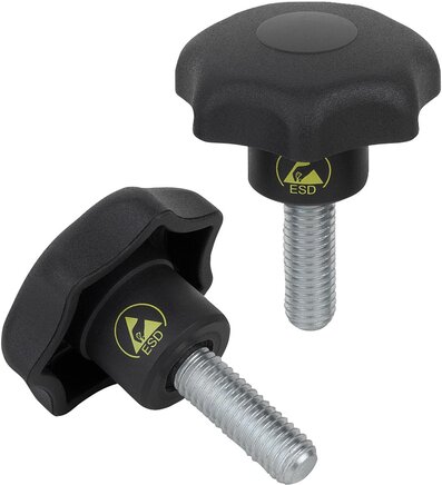 Sterngriffe antistatisch ähnlich DIN 6336, Außengewinde, Form L