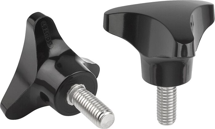 Dreisterngriffe mit hohem Bund, Außengewinde