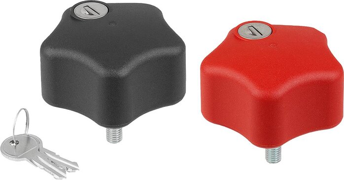 Fünfsterngriffe Kunststoff abschließbar mit Außengewinde