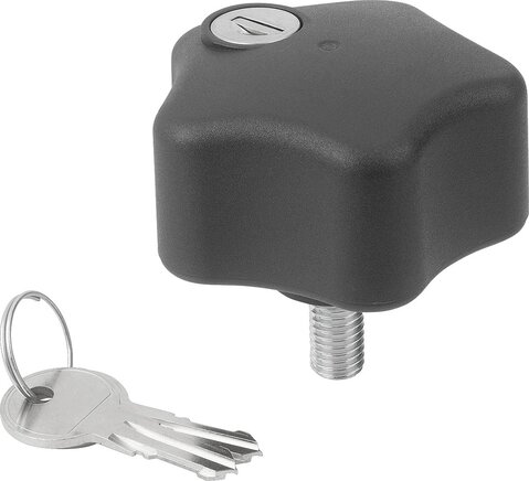 Fünfsterngriffe Kunststoff abschließbar mit Außengewinde