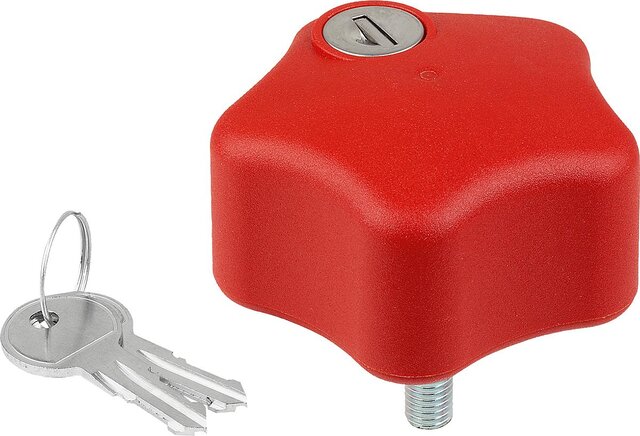 Fünfsterngriffe Kunststoff abschließbar mit Außengewinde