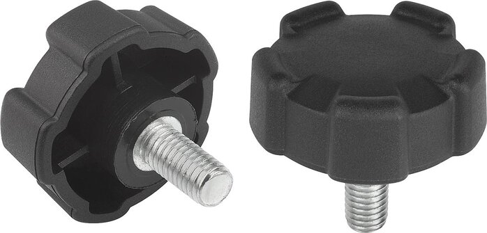 Fünfsterngriffe mit Außengewinde