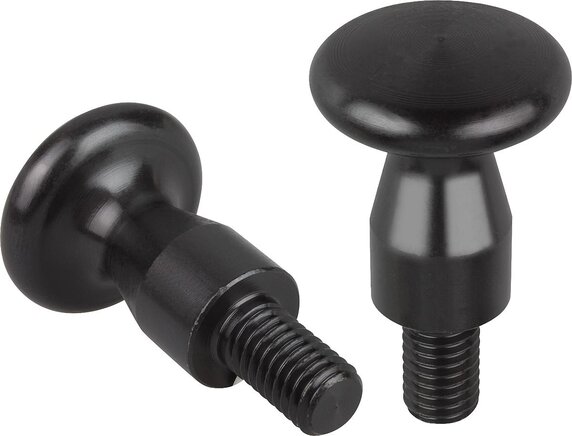 Flache Knöpfe, Außengewinde