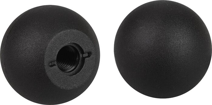 Kugelknöpfe Thermoplast DIN 319 erweitert, Form C, mit Kunststoffgewinde