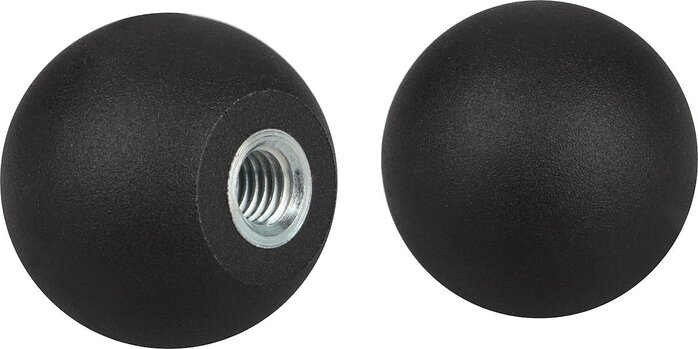 Kugelknöpfe Thermoplast DIN 319 erweitert, Form E, mit Gewindebuchse