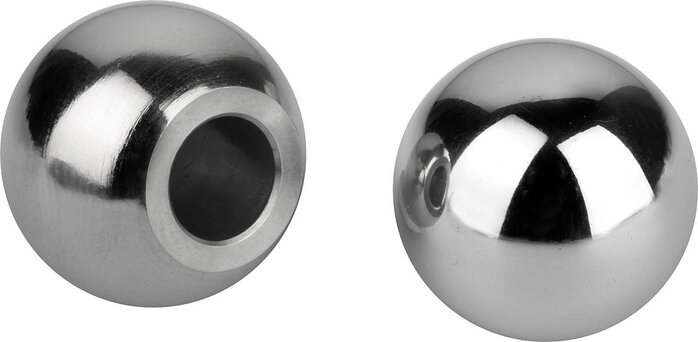 Kugelknöpfe Edelstahl oder Aluminium DIN 319, Form K mit Bohrung