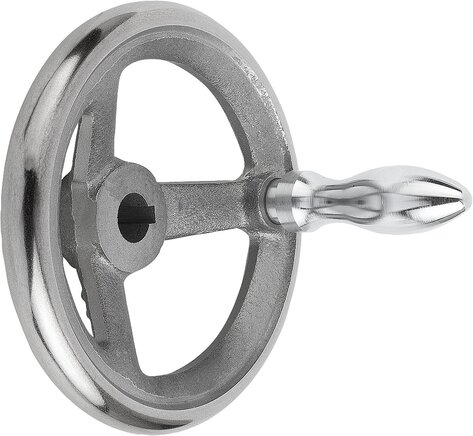 Handräder DIN 950 aus Grauguss, mit drehbarem Ballengriff