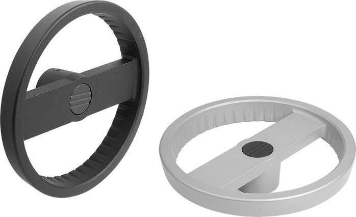 2-Speichenhandräder Aluminium ohne Griff, Form B, mit Passbohrung, Passfedernut und Querbohrung