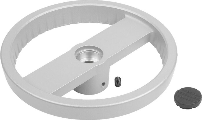 2-Speichenhandräder Aluminium ohne Griff, Form B, mit Passbohrung, Passfedernut und Querbohrung