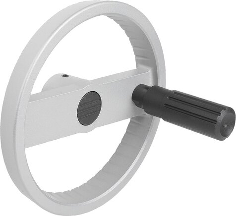 2-Speichenhandräder Aluminium mit Zylindergriff drehbar, Form A, mit Passbohrung und Querbohrung