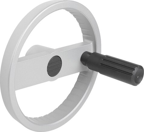 2-Speichenhandräder Aluminium mit Zylindergriff drehbar, Form C, mit Passbohrung und Passfedernut