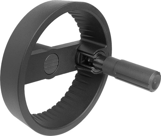 2-Speichenhandräder Aluminium mit Zylindergriff umlegbar, Form E, mit Passbohrung