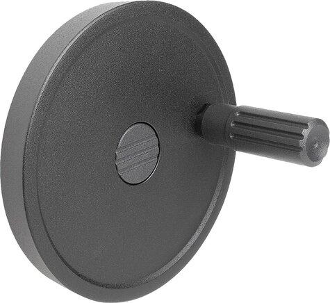 Scheibenhandräder Aluminium mit Zylindergriff drehbar, Form B, mit Passbohrung, Passfedernut und Querbohrung