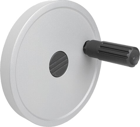 Scheibenhandräder Aluminium mit Zylindergriff drehbar, Form C, mit Passbohrung und Passfedernut