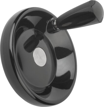 Scheibenhandräder mit drehbarem Griff, Stahlteile Edelstahl, Form D, vorgebohrt