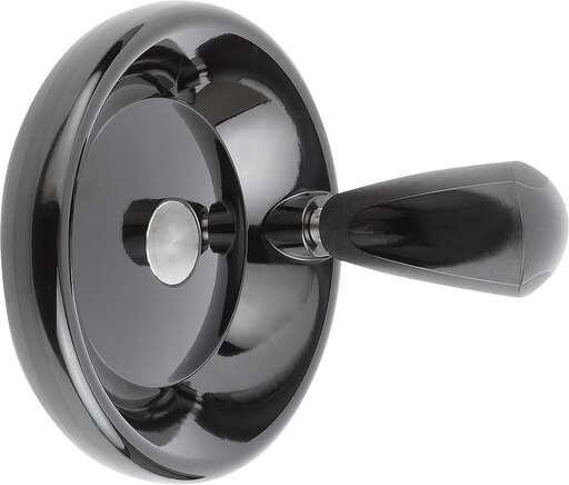 Scheibenhandräder mit drehbarem Griff, Stahlteile Edelstahl, Form D, vorgebohrt