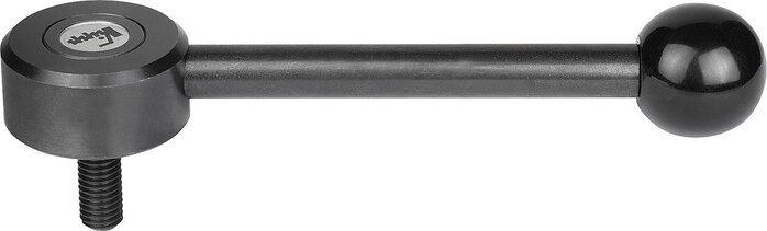 Spannhebel flach mit Außengewinde, 0 Grad