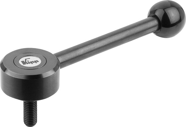 Spannhebel flach mit Außengewinde, 0 Grad